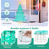 NNECW 124CM Pre-lit Artificial Christmas Tree with 520 LED Lights for Garden-2 pieces