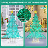NNECW 124CM Pre-lit Artificial Christmas Tree with 520 LED Lights for Garden-2 pieces