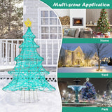 NNECW 124CM Pre-lit Artificial Christmas Tree with 520 LED Lights for Garden-2 pieces
