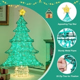 NNECW 124CM Pre-lit Artificial Christmas Tree with 520 LED Lights for Garden-2 pieces