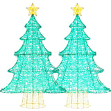 NNECW 124CM Pre-lit Artificial Christmas Tree with 520 LED Lights for Garden-2 pieces