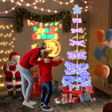 NNECW 210 cm Outdoor Spiral Christmas Tree with 341 LED Lights for Party