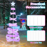 NNECW 210 cm Outdoor Spiral Christmas Tree with 341 LED Lights for Party