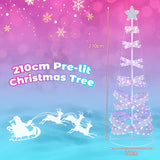 NNECW 210 cm Outdoor Spiral Christmas Tree with 341 LED Lights for Party