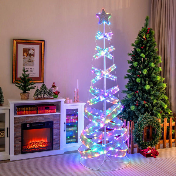 NNECW 210 cm Outdoor Spiral Christmas Tree with 341 LED Lights for Party