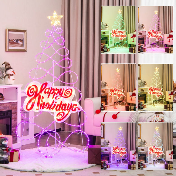 NNECW 170 CM Outdoor Colorful Christmas Tree with 216 LED Lights for Home & Party