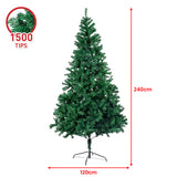 NNEDPE Green Artificial Christmas Tree 2.4m - 1500 Tips