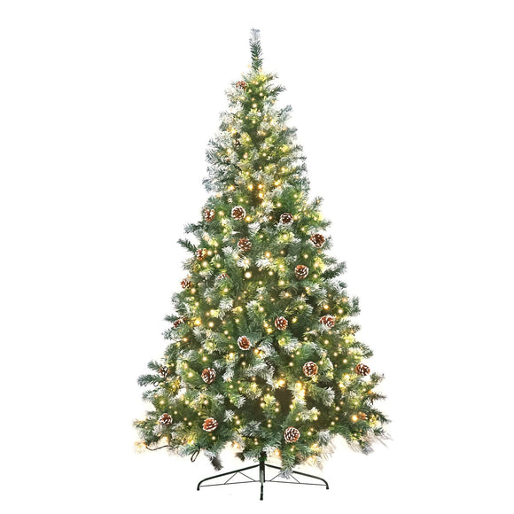 NNEDPE 2.7m Pre Lit LED Christmas Tree with Pine Cones