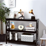 NNECW X-Design 3-Tier Console Table with Shelf for Entryway-Black