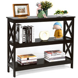 NNECW X-Design 3-Tier Console Table with Shelf for Entryway-Black
