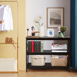 NNECW X-Design 3-Tier Console Table with Shelf for Entryway-Black