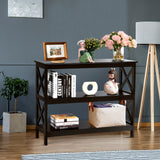 NNECW X-Design 3-Tier Console Table with Shelf for Entryway-Black