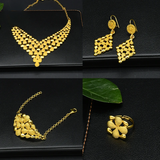 NNEOBA Women Wedding Necklace Earrings 24k Gold Jewelry Set