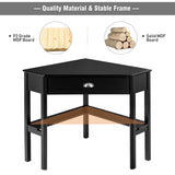 NNECW Corner Computer Desk with Drawer &amp; Shelves for Office-Black