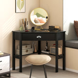 NNECW Corner Computer Desk with Drawer &amp; Shelves for Office-Black