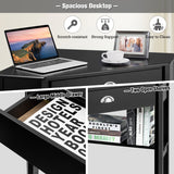 NNECW Corner Computer Desk with Drawer &amp; Shelves for Office-Black