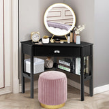 NNECW Corner Computer Desk with Drawer &amp; Shelves for Office-Black