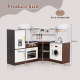 NNECW Corner Play Kitchen with Ice Maker for Kids 3+ Years Old