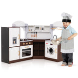 NNECW Corner Play Kitchen with Ice Maker for Kids 3+ Years Old
