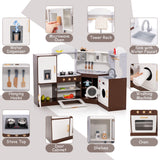 NNECW Corner Play Kitchen with Ice Maker for Kids 3+ Years Old