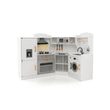 NNECW Corner Play Kitchen with Range Hood for Kids 3+ Years Old