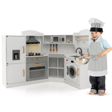 NNECW Corner Play Kitchen with Range Hood for Kids 3+ Years Old
