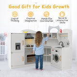 NNECW Corner Play Kitchen with Range Hood for Kids 3+ Years Old