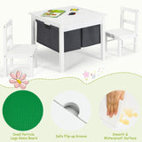 NNECW 2-in-1 Kids Activity Table and Chair Set with Storage-White