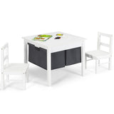 NNECW 2-in-1 Kids Activity Table and Chair Set with Storage-White
