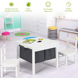 NNECW 2-in-1 Kids Activity Table and Chair Set with Storage-White