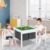 NNECW 2-in-1 Kids Activity Table and Chair Set with Storage-White