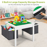 NNECW 2-in-1 Kids Activity Table and Chair Set with Storage-White