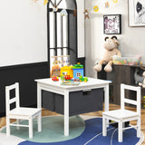 NNECW 2-in-1 Kids Activity Table and Chair Set with Storage-White