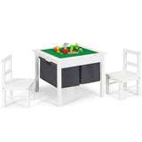 NNECW 2-in-1 Kids Activity Table and Chair Set with Storage-White