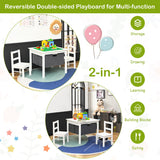 NNECW 2-in-1 Kids Activity Table and Chair Set with Storage-White