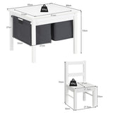 NNECW 2-in-1 Kids Activity Table and Chair Set with Storage-White