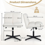 NNECW Cross Legged Office Chair with Adjustable Height for Home/Office-Beige