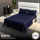 NNEDPE 1000 Thread Count Cotton Rich King Bed Sheets 4-Piece Set - Navy