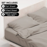 NNEDPE 4pc 1000 Thread Count Cotton Rich King Bed Sheet Set CVC Microfibre Blend Silver