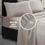 NNEDPE 4pc 1000 Thread Count Cotton Rich King Bed Sheet Set CVC Microfibre Blend Silver