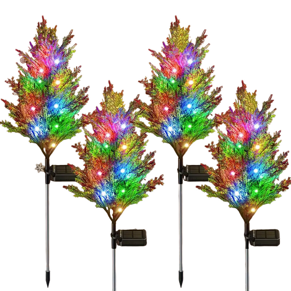NNETM Twinkling Treasures: Festive Set of Four Solar Pine Lights for Christmas