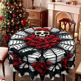 NNETM Gothic Skull Roses Round Tablecloth