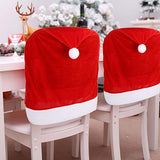 4pcs Red Santa Hat Chair Covers Velvet-Style