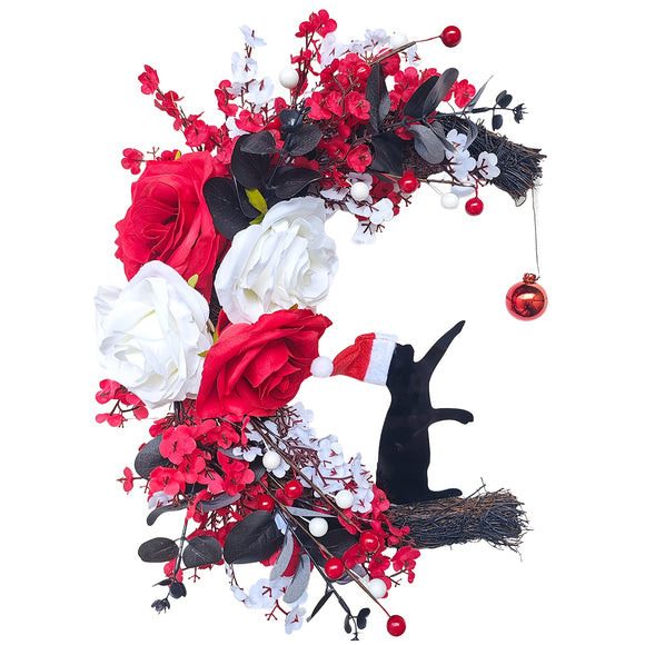 NNETM Gothic Black Cat Victorian Wreath Door Hanging