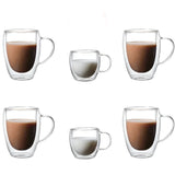 NNEOBA 6pcs Double-Layer Transparent Glass Mug Set