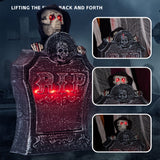 NNETM Glowing Halloween Tombstone with Red Light Skull