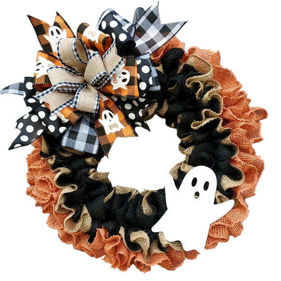 NNETM Halloween Wreath with Ribbons Bells and Bow