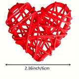 NNETM Red Heart-shaped Rattan Decorative Balls Set - 12pcs