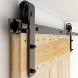 NNETM Sliding Barn Door Hardware Kit Black Metal Rail