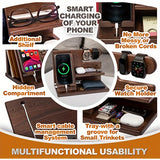 NNETM Wooden Phone & Watch Holder, Key & Wallet Organizer